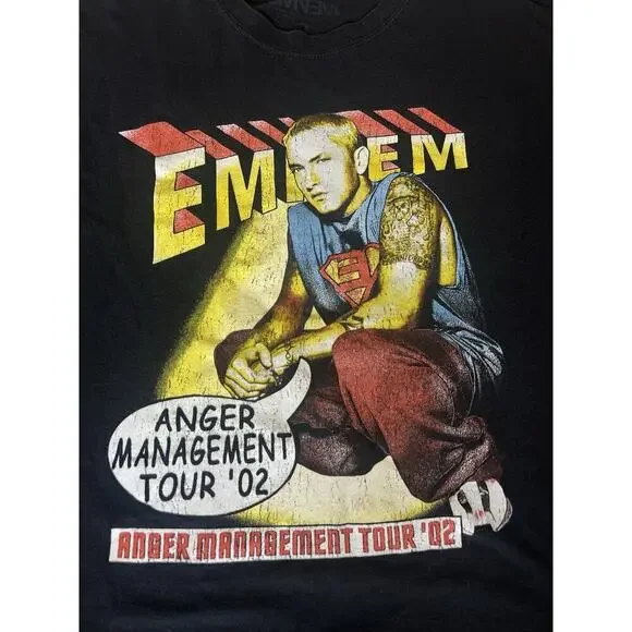 EMINEM Anger Management Tour 2002 Men's Black Shirt Large Vintage Rap God - Picture 2 of 6